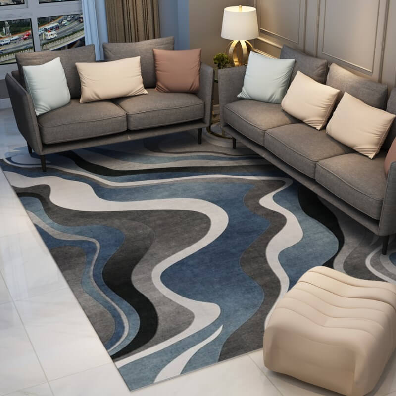 Tricolor Abstract Striped Rugs for Living Room Dining Room Bedroom Hall