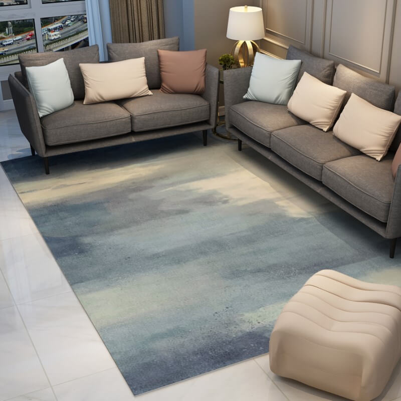 Blue Gray Abstract Rugs for Living Room Dining Room Bedroom Hall