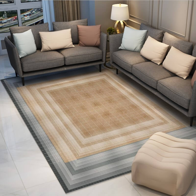 3D Brown Geometric Rugs for Living Room Dining Room Bedroom Hall