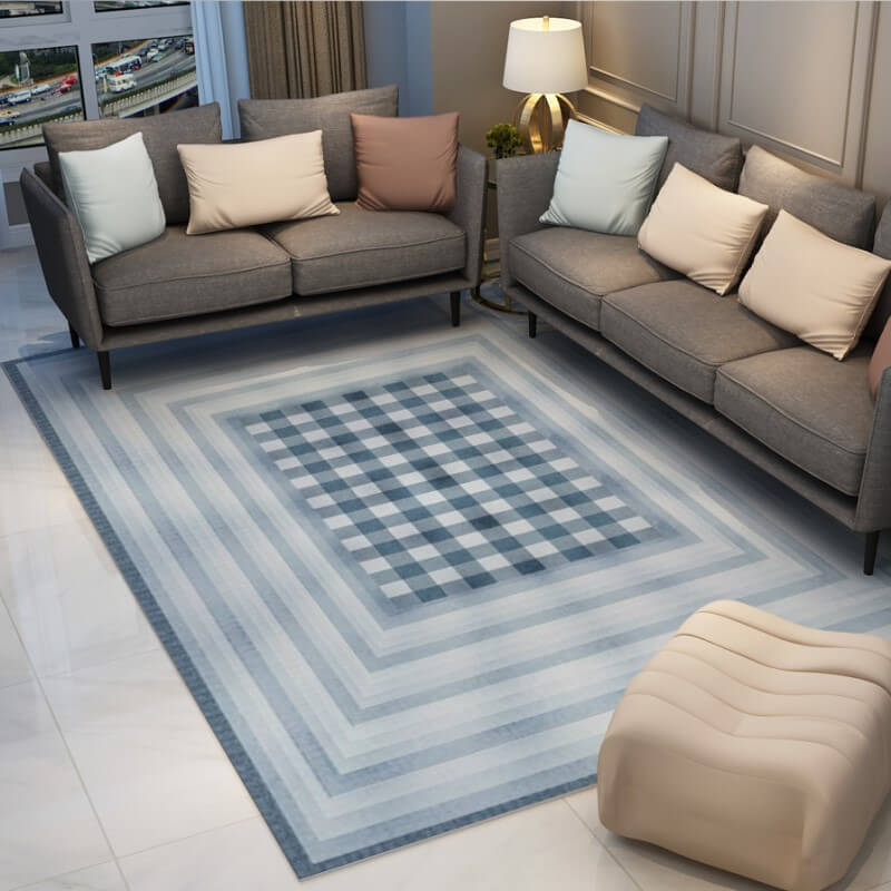3D Blue Geometric Rugs for Living Room Dining Room Bedroom Hall