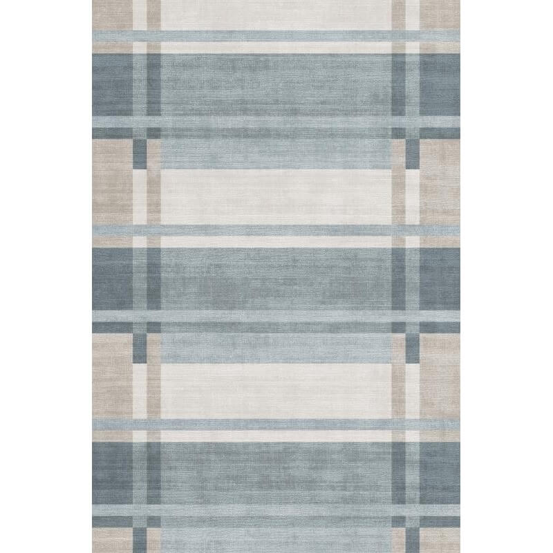 Blue Striped Geometric Rugs for Living Room Dining Room Bedroom Hall