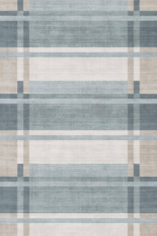 Blue Striped Geometric Rugs for Living Room Dining Room Bedroom Hall