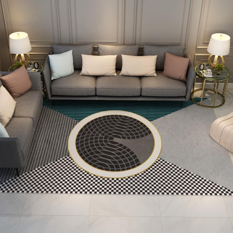 Triangular and Circular Geometric Rugs for Living Room Dining Room Bedroom Hall