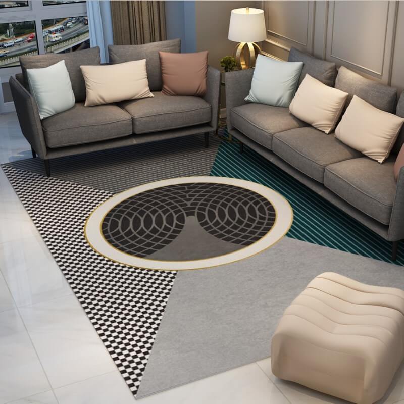 Triangular and Circular Geometric Rugs for Living Room Dining Room Bedroom Hall