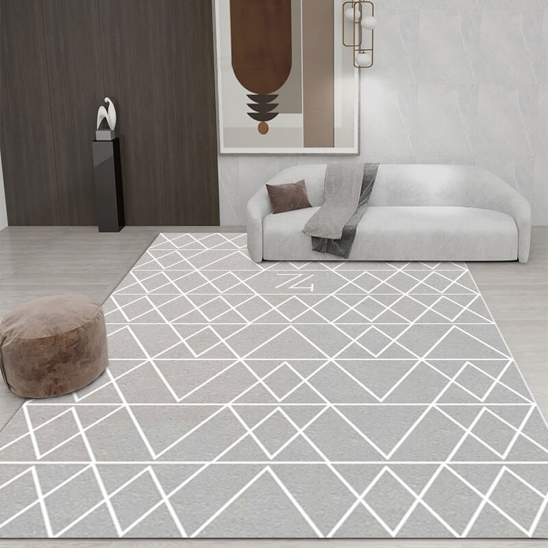 Grey Rhombus Geometric Rugs for Living Room Dining Room Bedroom Hall