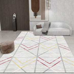 Colorful Geometric Grey Rugs for Living Room Dining Room Bedroom Hall