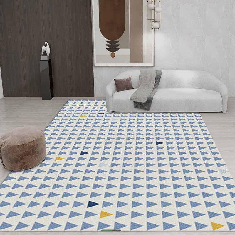 Blue Small Triangles Geometric Rugs for Living Room Dining Room Bedroom Hall