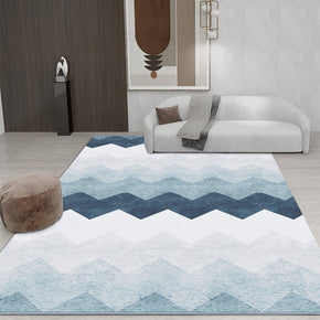 Blue Gradient Striped Rugs for Living Room Dining Room Bedroom Hall
