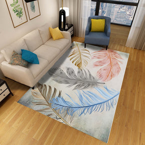 Pretty Multicolored Feathers Pattern Rugs for Living Room Dining Room Bedroom