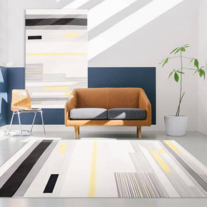 Beige Different Length Striped Rugs for Living Room Dining Room Bedroom
