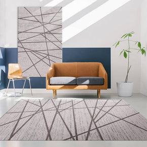 Grey Simplicity Lines Rugs for Living Room Dining Room Bedroom