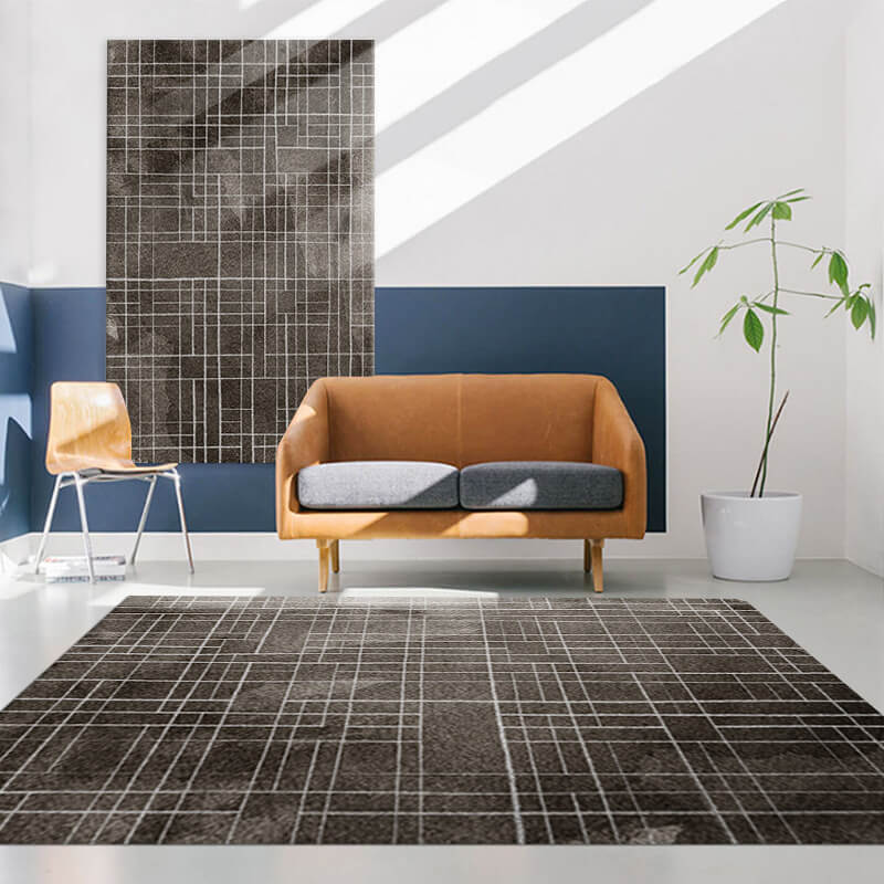 Black Simplicity Geometric Rugs for Living Room Dining Room Bedroom