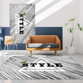 Black and White Small Fresh Lines Rugs for Living Room Dining Room Bedroom