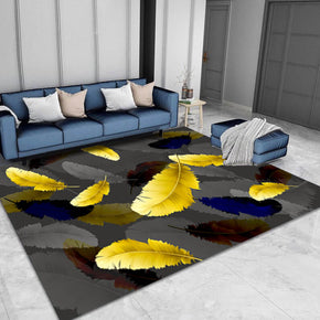 Black Feathers Carpets Floor Mat for Living Room Hall Dining Room Bedroom