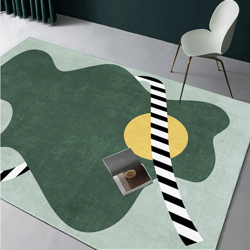 Modern Green Minimalist Area Carpets for Living Room Dining Room Bedroom