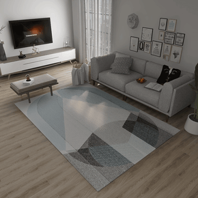 Blue Geometric Area Rugs for Living Room Dining Room Bedroom
