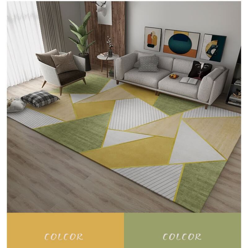 Green Yellow Geometric Area Rugs for Living Room Dining Room Bedroom