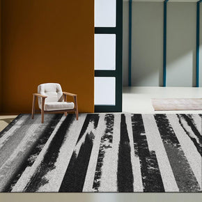 Black Simple Striped Rugs for Living Room Dining Room Bedroom