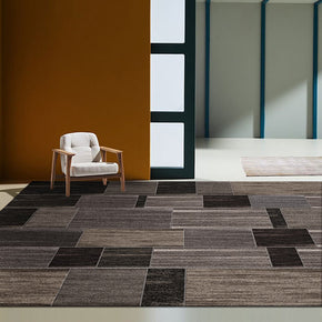 Grey Rectangular Striped Rugs for Living Room Dining Room Bedroom