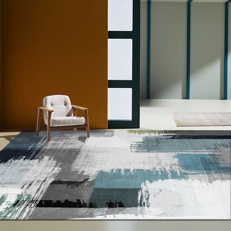 Abstract Ink and Wash Rendering Rugs for Living Room Dining Room Bedroom