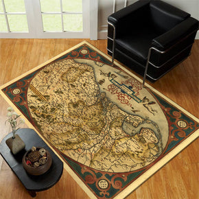 Brown World Carpet Pattern Area Carpet Printing Floor Mat for Living Room Dining Room Bedroom