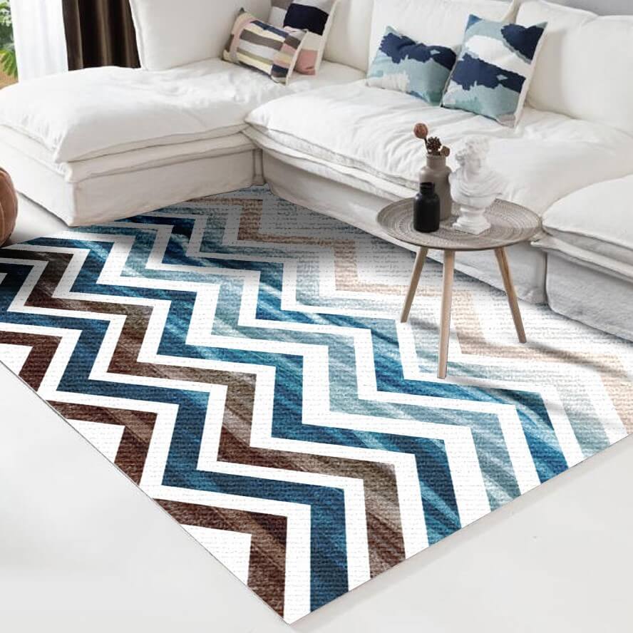 Wave Striped Patterns Area Printed Rugs for Living Room Dining Room Bedroom