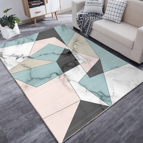 Green Pink Geometric Simple Triangle Pattern Printed Area Rugs for Living Room Dining Room Bedroom