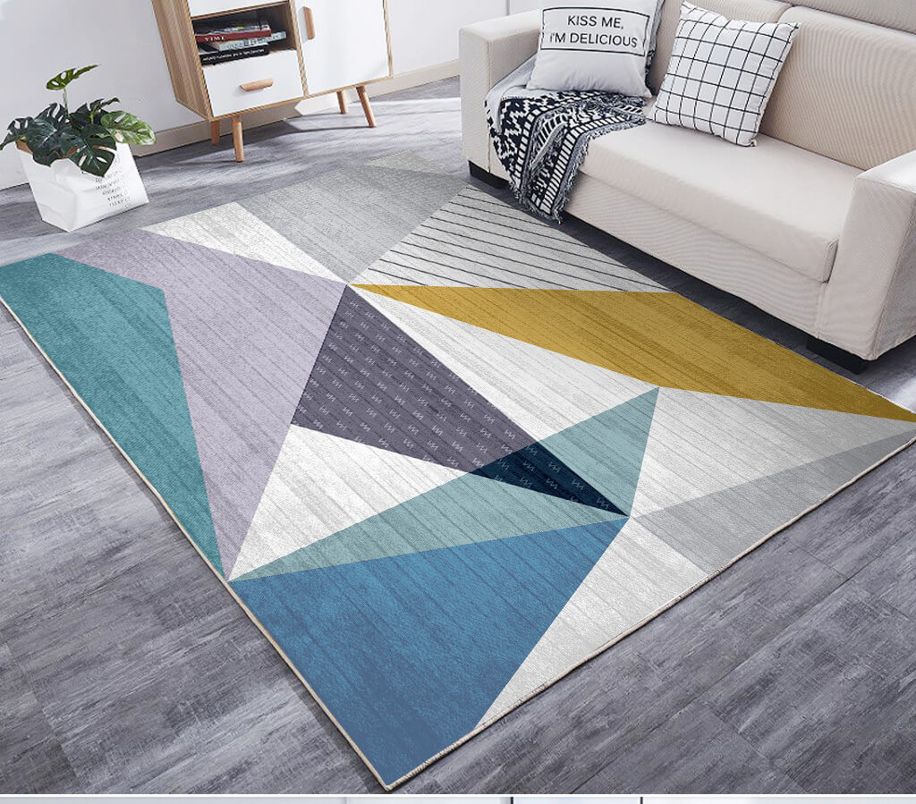 Simple Multicolor Geometric Triangle Pattern Printed Area Rugs for Living Room Dining Room Bedroom