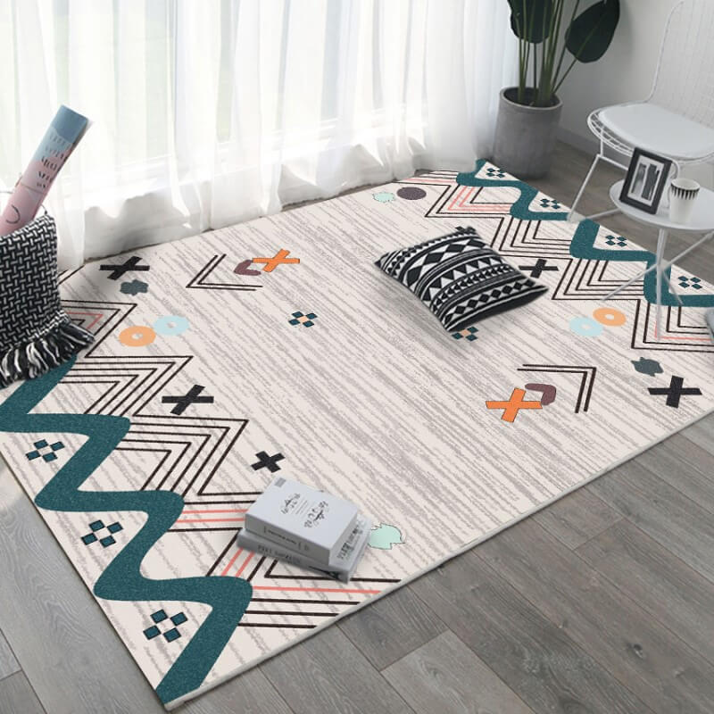 Moroccan Minimalist Pattern Printed Area Rugs for Living Room Dining Room Bedroom Hall
