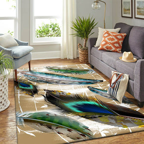 03 Feathers Patterned Modern Area Rugs Polyester Carpets for Dining Room Office Bedroom Living Room Hall