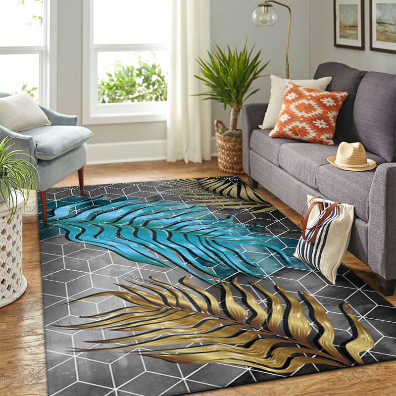 26 Feathers Patterned Modern Area Rugs Polyester Carpets for Dining Room Office Bedroom Living Room Hall