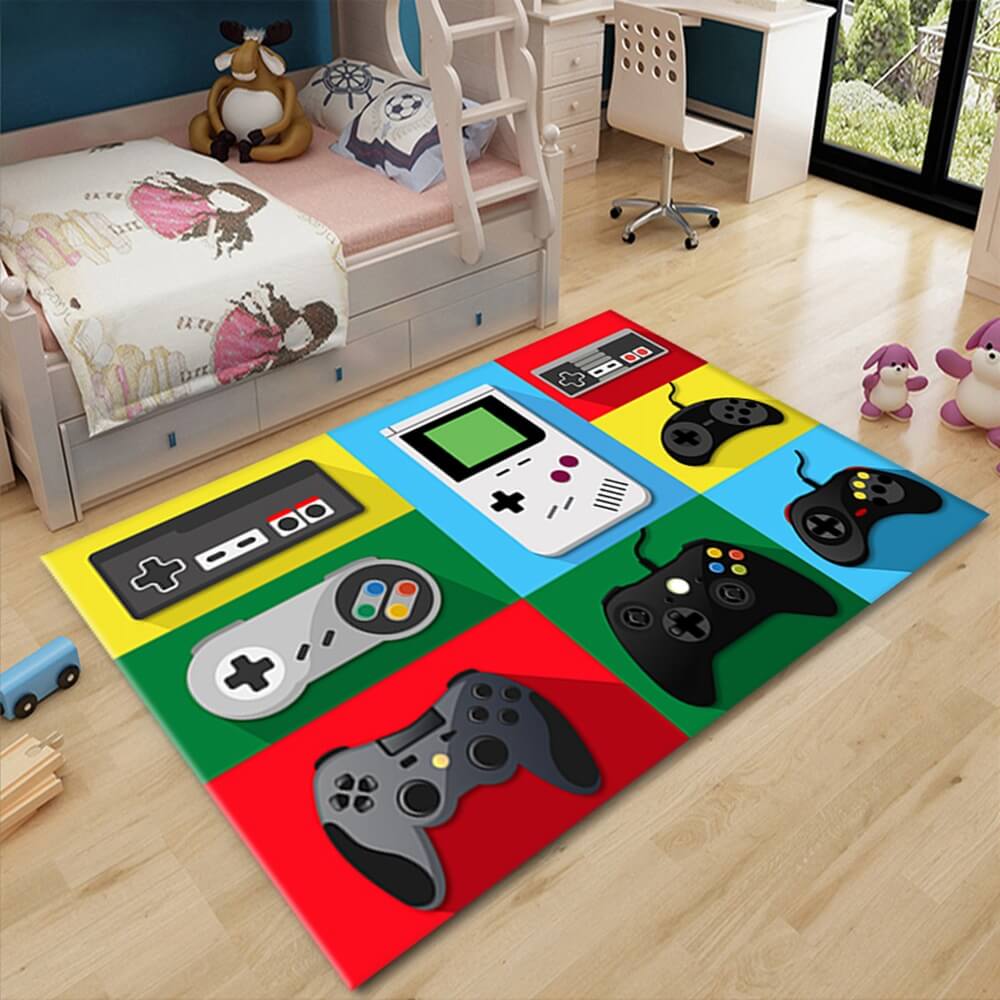 Game Console Handle Pattern Modern Area Rugs Polyester Carpets for Bedroom Nursery Kids Room 06