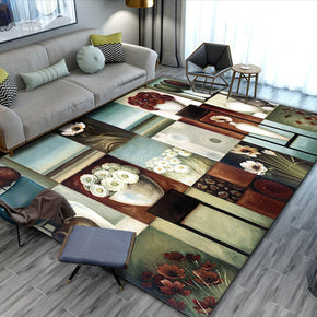 Stitching Flower Pastoral Style Pattern Rugs for Living Room Dining Room Bedroom Hall
