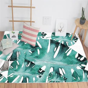 Green Leaves Pattern Printed Area Carpets for Living Room Dining Room Bedroom