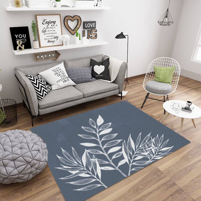 Simple Leaves Pattern Modern Rugs for Living Room Dining Room Bedroom Hall