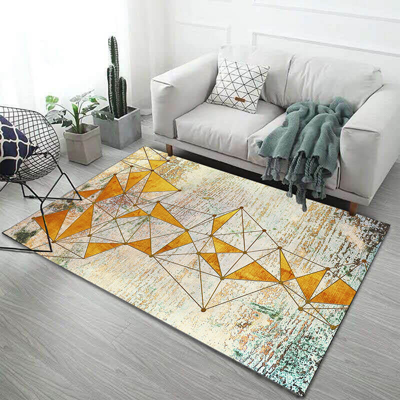 Yellow Triangles Geometric Pattern Modern Simplicity Rugs for Living Room Dining Room Bedroom Hall
