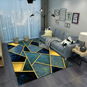 Blue Green Geometric Pattern Modern Simplicity Rugs for Living Room Dining Room Bedroom Hall