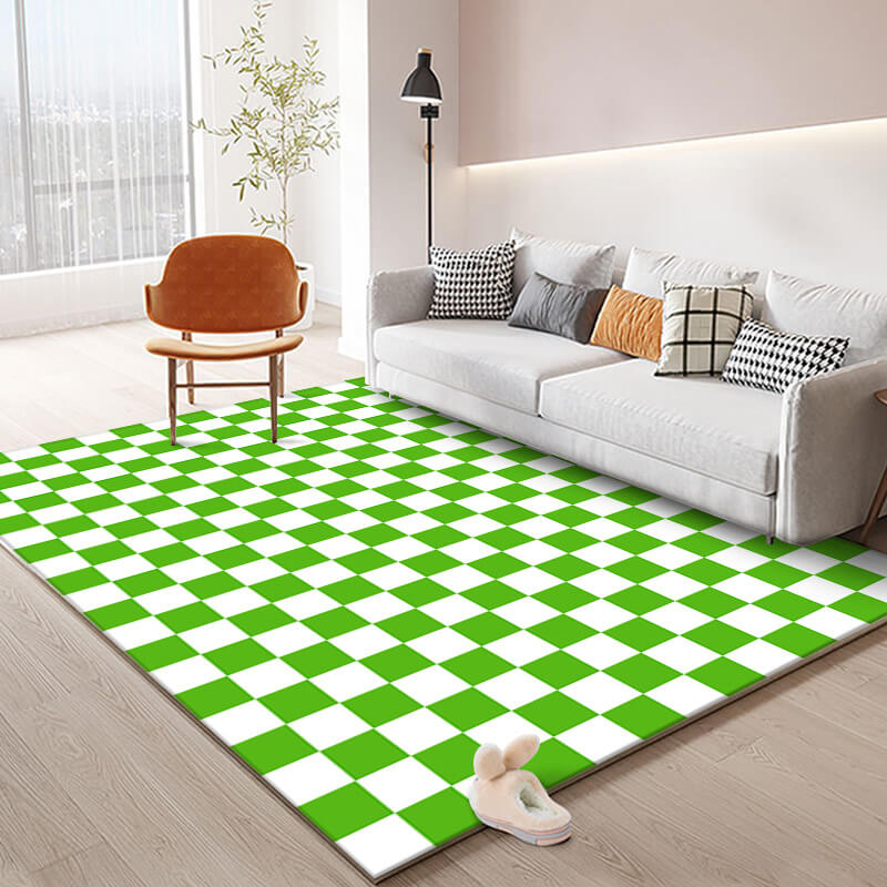 Bright Green Lattice Pattern Modern Geometric Rugs for Living Room Dining Room Bedroom Hall