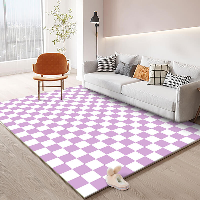 Purple Lattice Pattern Modern Geometric Rugs for Living Room Dining Room Bedroom Hall