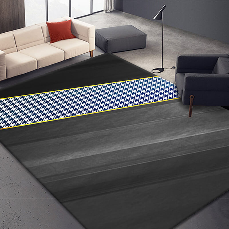 Black Abstract Splicing Mosaic Lattice Pattern Modern Rugs for Living Room Dining Room Bedroom Hall 02