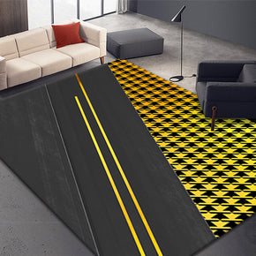 Black Abstract Splicing Mosaic Lattice Pattern Modern Rugs for Living Room Dining Room Bedroom Hall 03