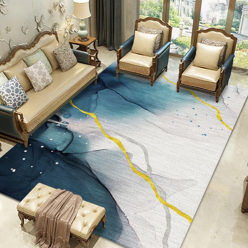 Modern Beautiful Blue Area Rugs for Living Room Dining Room Bedroom Hall