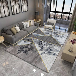 Grey Floral Area Rugs for Living Room Bedroom Hall Dining Room