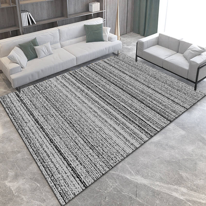 Black Grey Lines Pattern Modern Rugs for Living Room Dining Room Bedroom Hall