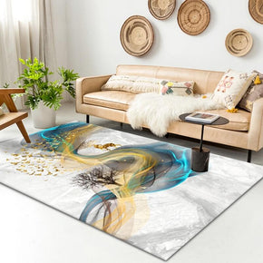 Fluttering Blue-yellow Ribbon Pattern Modern Simple Rugs For Living Room Dining Room Bedroom