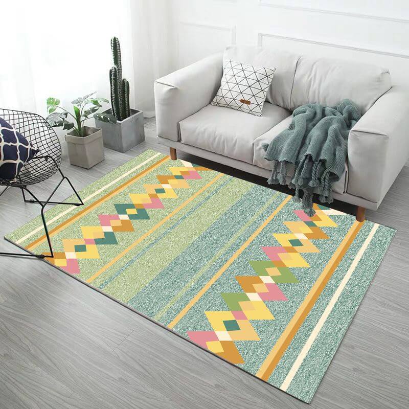 Diamond Pattern Green Modern Simplicity Geometric Rugs for Living Room Dining Room Bedroom
