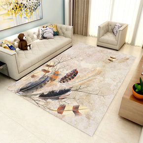 Modern Feather Printed Pattern Rugs for Living Room Dining Room Bedroom
