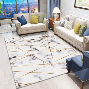 White Marble Pattern Area Rugs for Living Room Dining Room Bedroom Hall