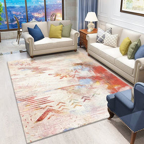 Red Abstract Gradient Pattern Area Rugs for Living Room Dining Room Bedroom Hall