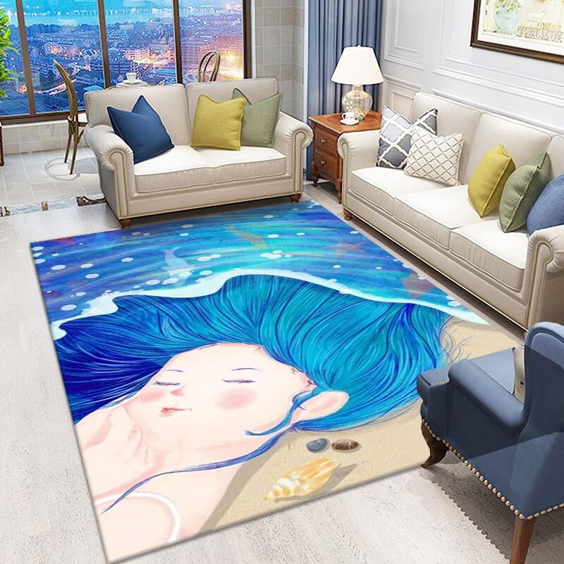 Cartoon Sleeping Beauty Pattern Area Rugs for Living Room Dining Room Bedroom Hall